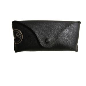 Ray-Ban Black Leather Sunglasses Case with Logo Snap Closure